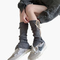 Anna-Kaci Women's Knit Leg Warmers with Adjustable Ribbon Tie Detail Soft Stretch Texture and Slouchy Layering Fit