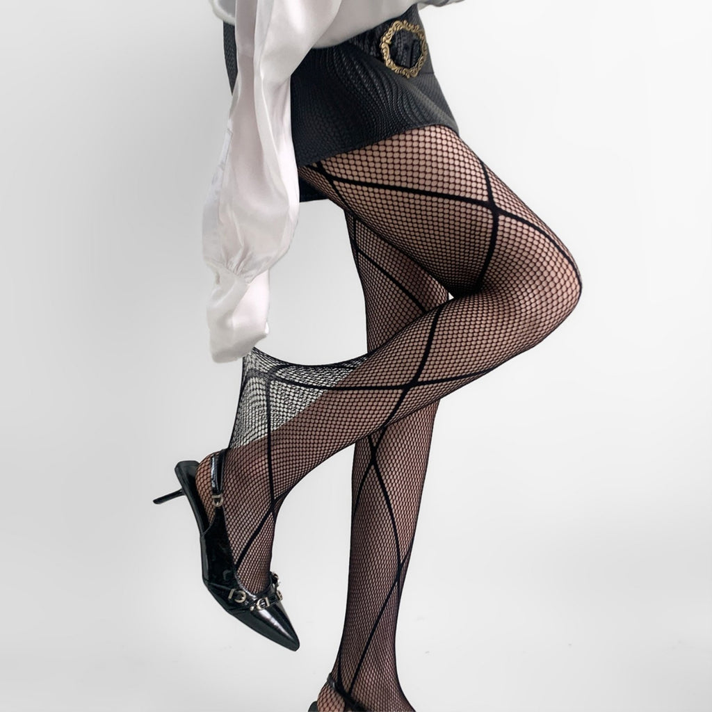Anna-Kaci Women's Fishnet Tights with Crisscross Pattern Sheer Mesh Stretch Fit Legging Style Fashion Hosiery