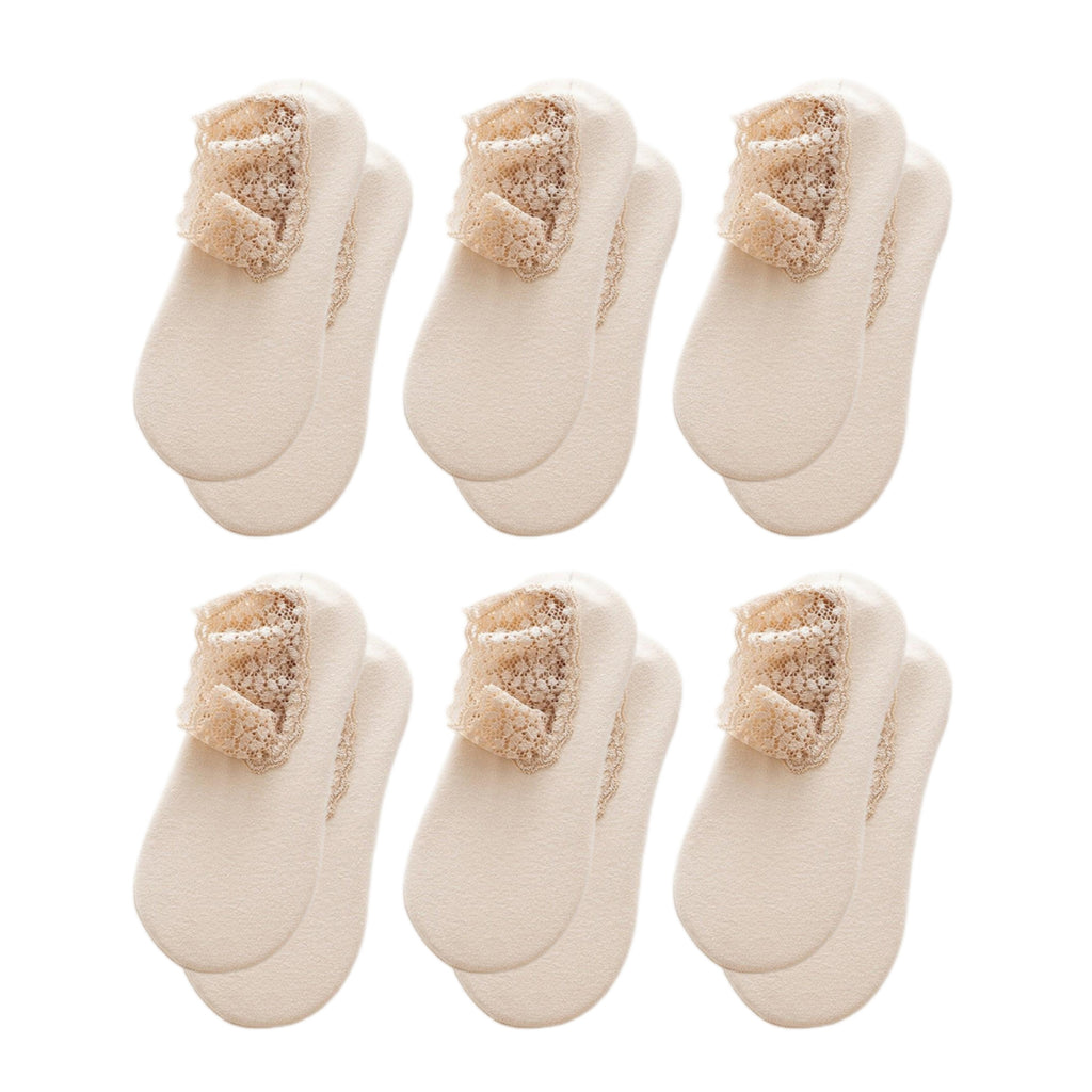 Anna-Kaci Women's 6-Pair Low Cut Lace Trim Liner Socks Soft Stretch Lightweight No Show Socks US(5-10)