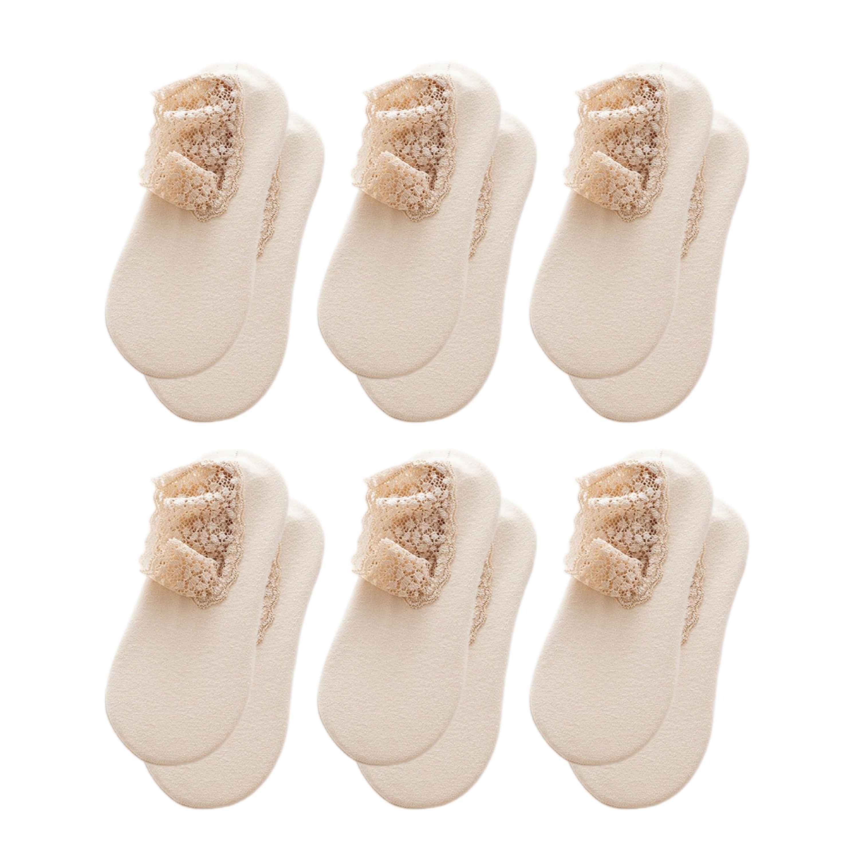 Anna-Kaci Women's 6-Pair Low Cut Lace Trim Liner Socks Soft Stretch Lightweight No Show Socks US(5-10)