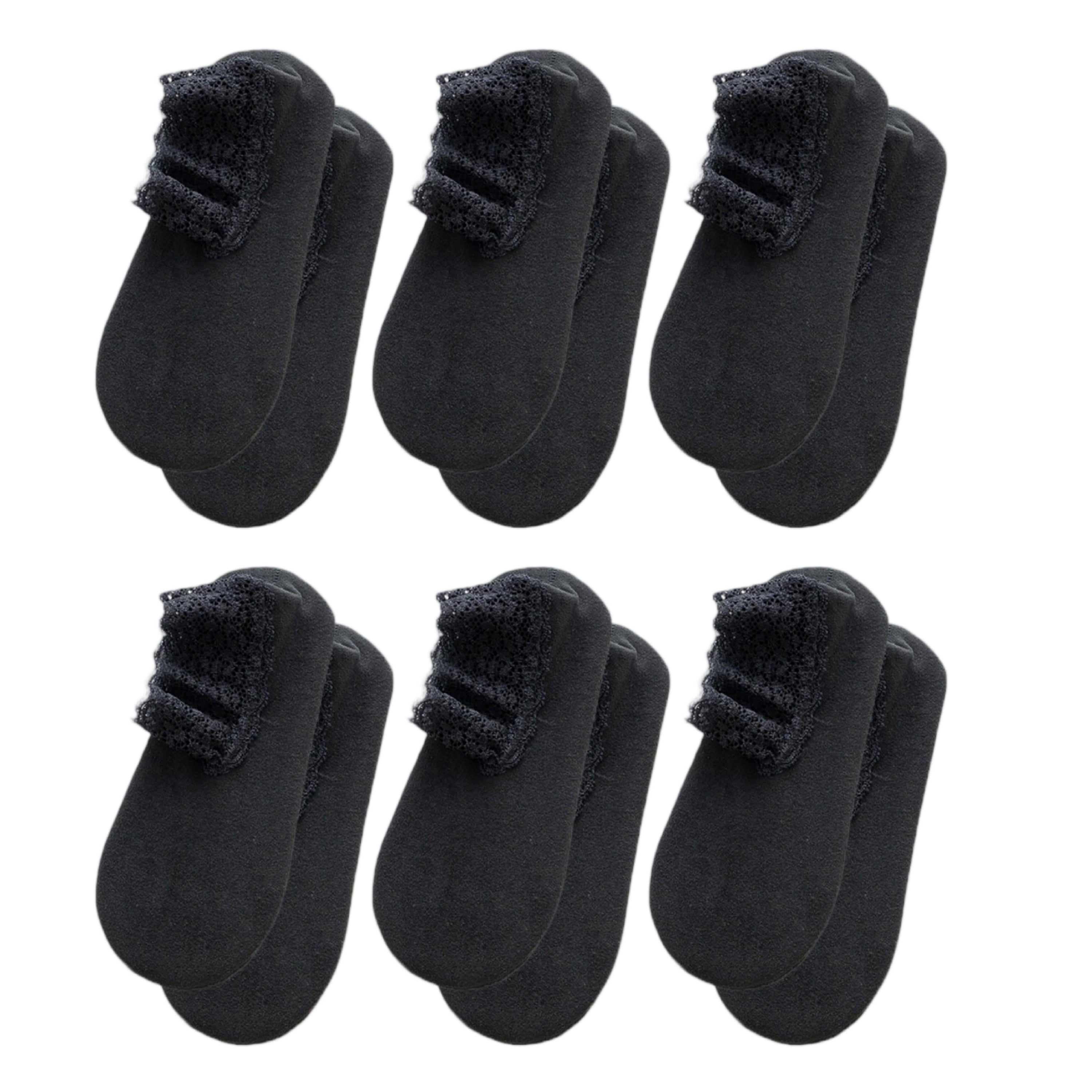 Anna-Kaci Women's 6-Pair Low Cut Lace Trim Liner Socks Soft Stretch Lightweight No Show Socks US(5-10)