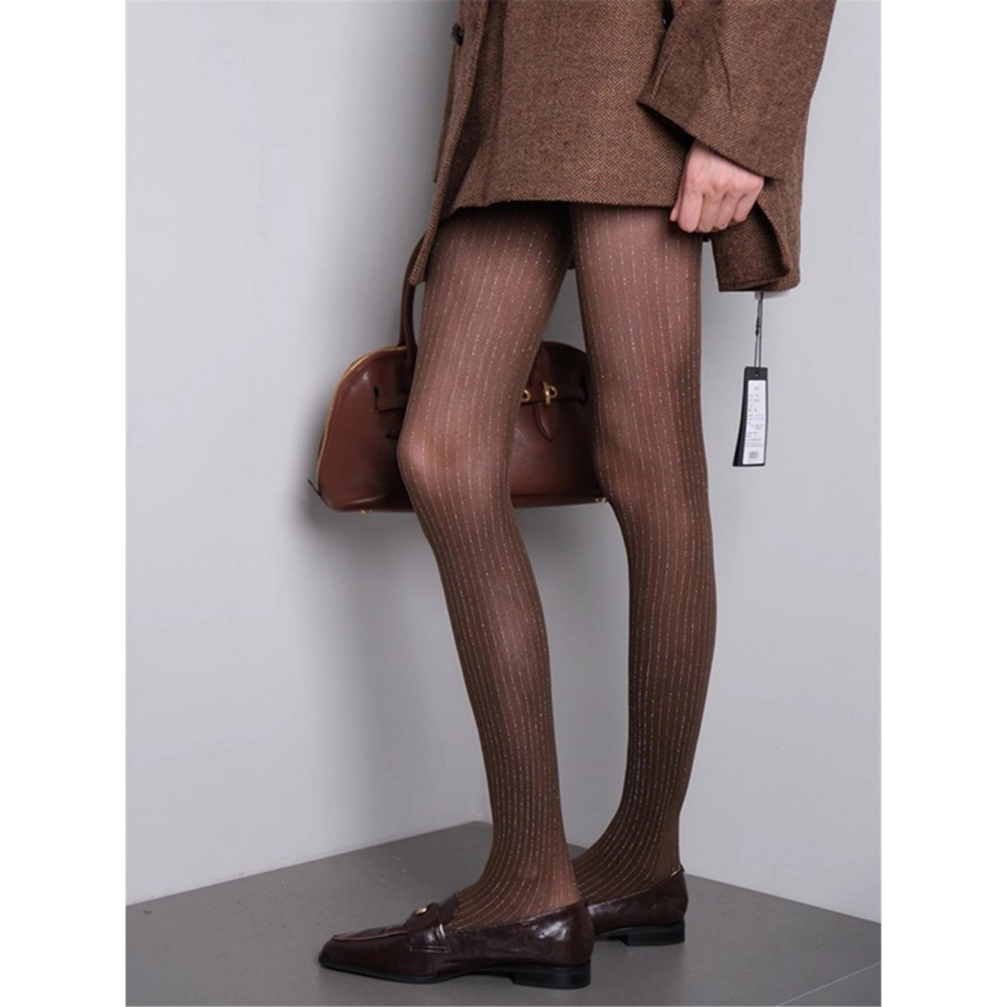 Anna-Kaci Women's Sheer Vertical Stripe Tights with Soft Stretch Fit and Subtle Shimmer Finish