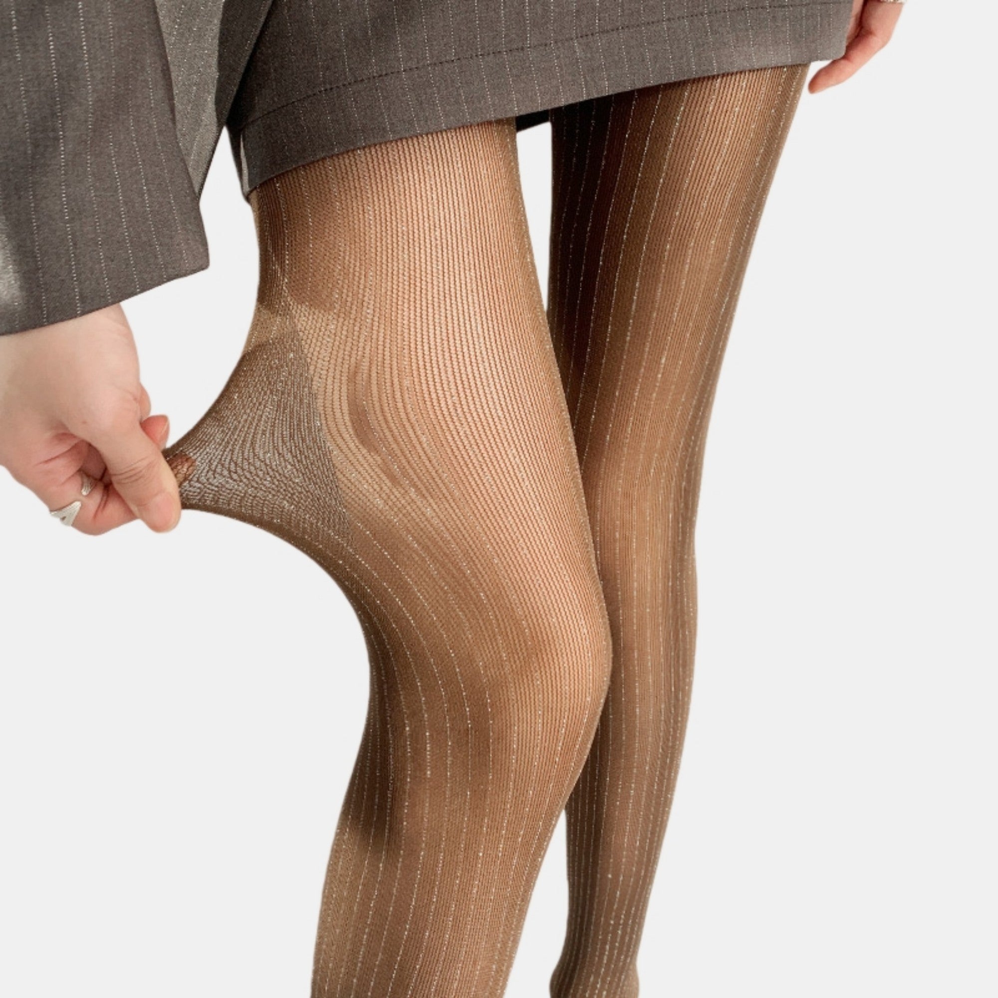 Anna-Kaci Women's Sheer Vertical Stripe Tights with Soft Stretch Fit and Subtle Shimmer Finish