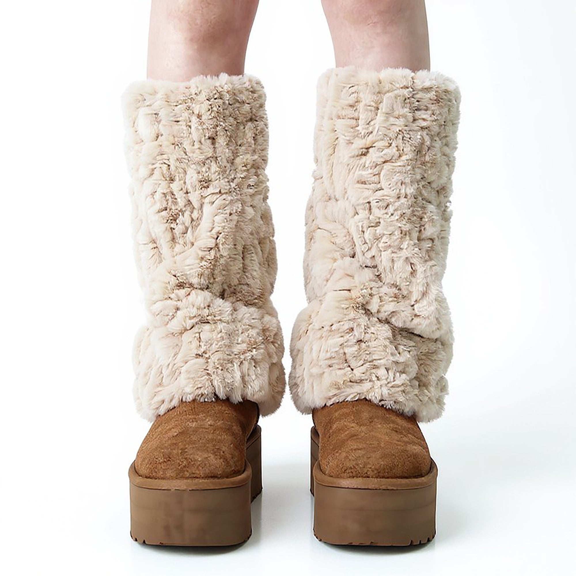 Anna-Kaci Women's Plush Faux Fur Leg Warmers with Soft Stretch Fit and Cozy Textured Finish