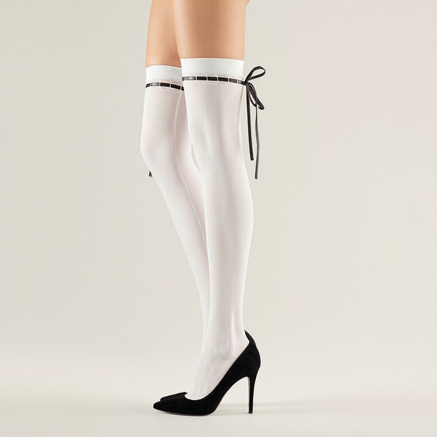 Anna-Kaci 3-PC Women's Thigh High Stockings with Ribbon Tie Detail Stretch Knit Over the Knee Fashion Hosiery