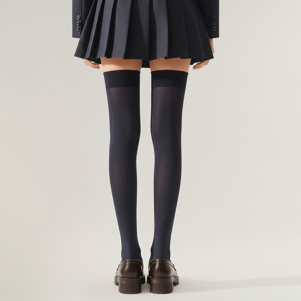Anna-Kaci 2-PC Women's Opaque Thigh High Stockings Over the Knee Stretch Fit Fashion Legwear
