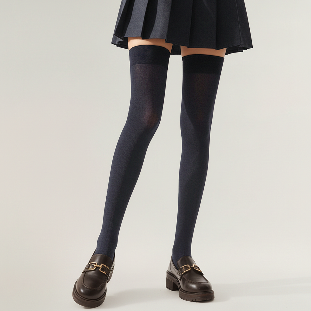 Anna-Kaci 2-PC Women's Opaque Thigh High Stockings Over the Knee Stretch Fit Fashion Legwear
