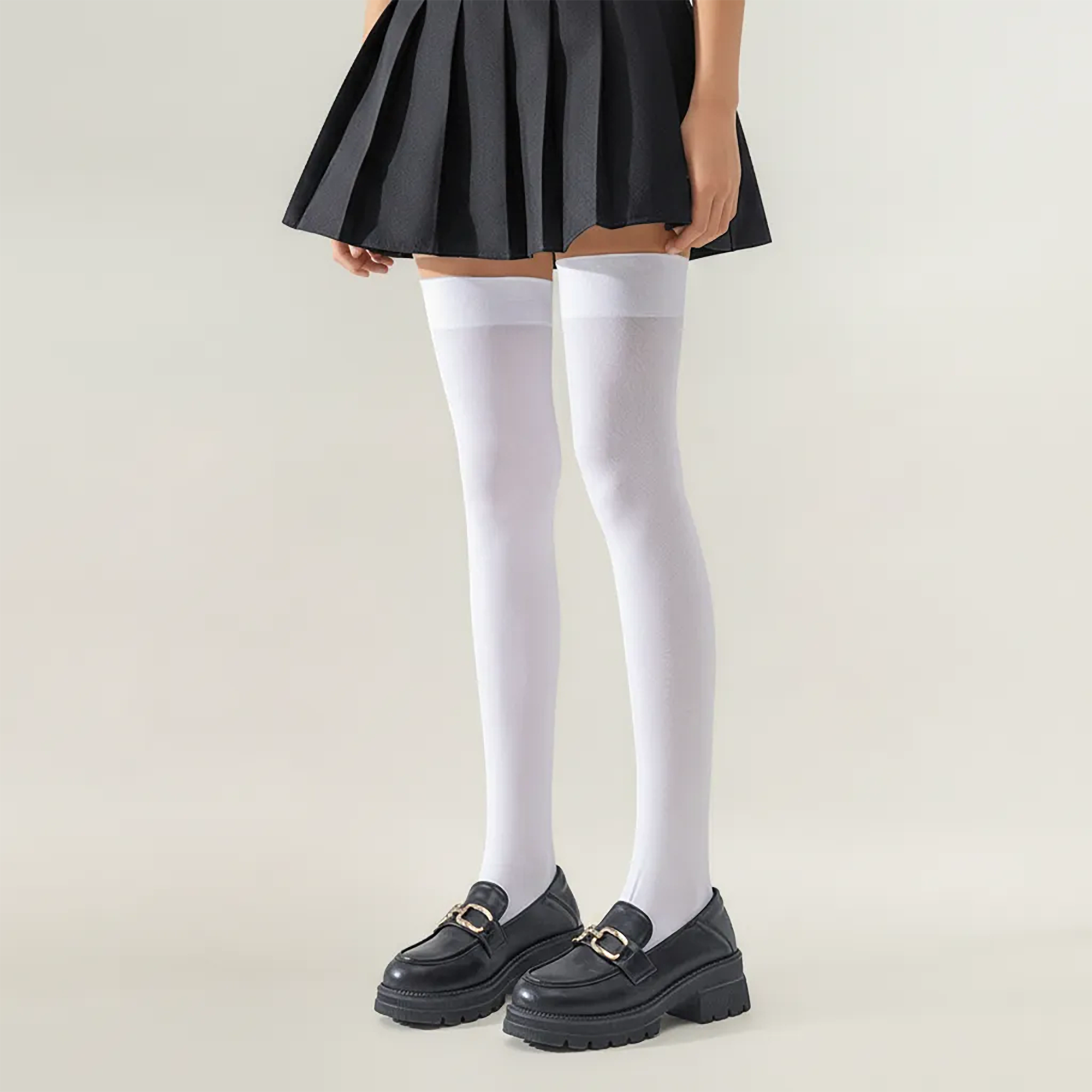 Anna-Kaci 2-PC Women's Opaque Thigh High Stockings Over the Knee Stretch Fit Fashion Legwear