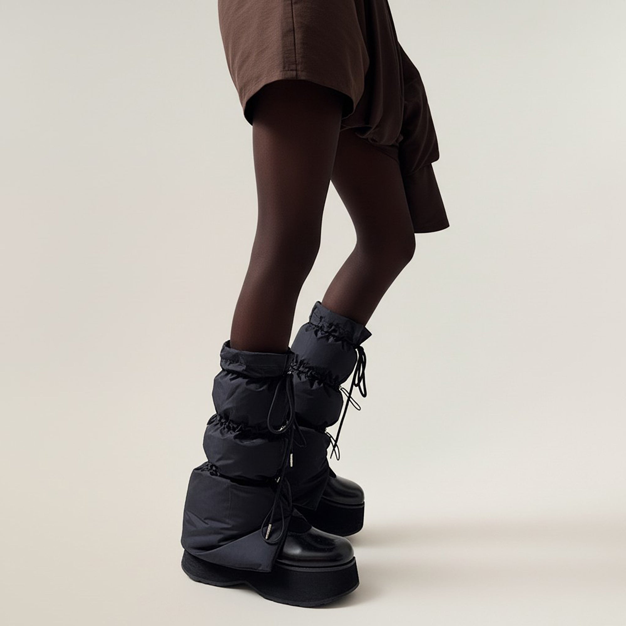 Anna-Kaci Women's Puffer Style Leg Warmers with Adjustable Drawstring Boot Cover Design