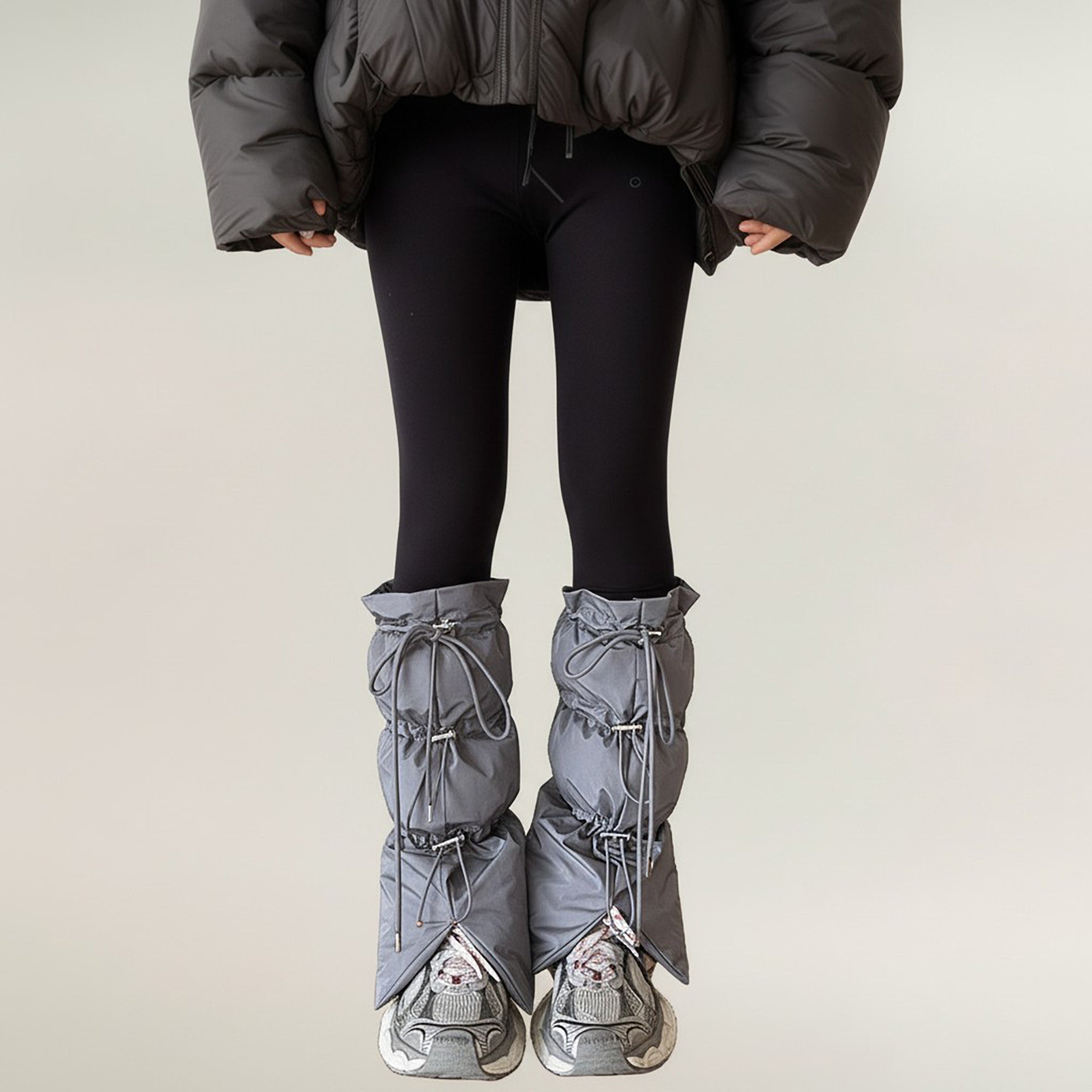 Anna-Kaci Women's Puffer Style Leg Warmers with Adjustable Drawstring Boot Cover Design