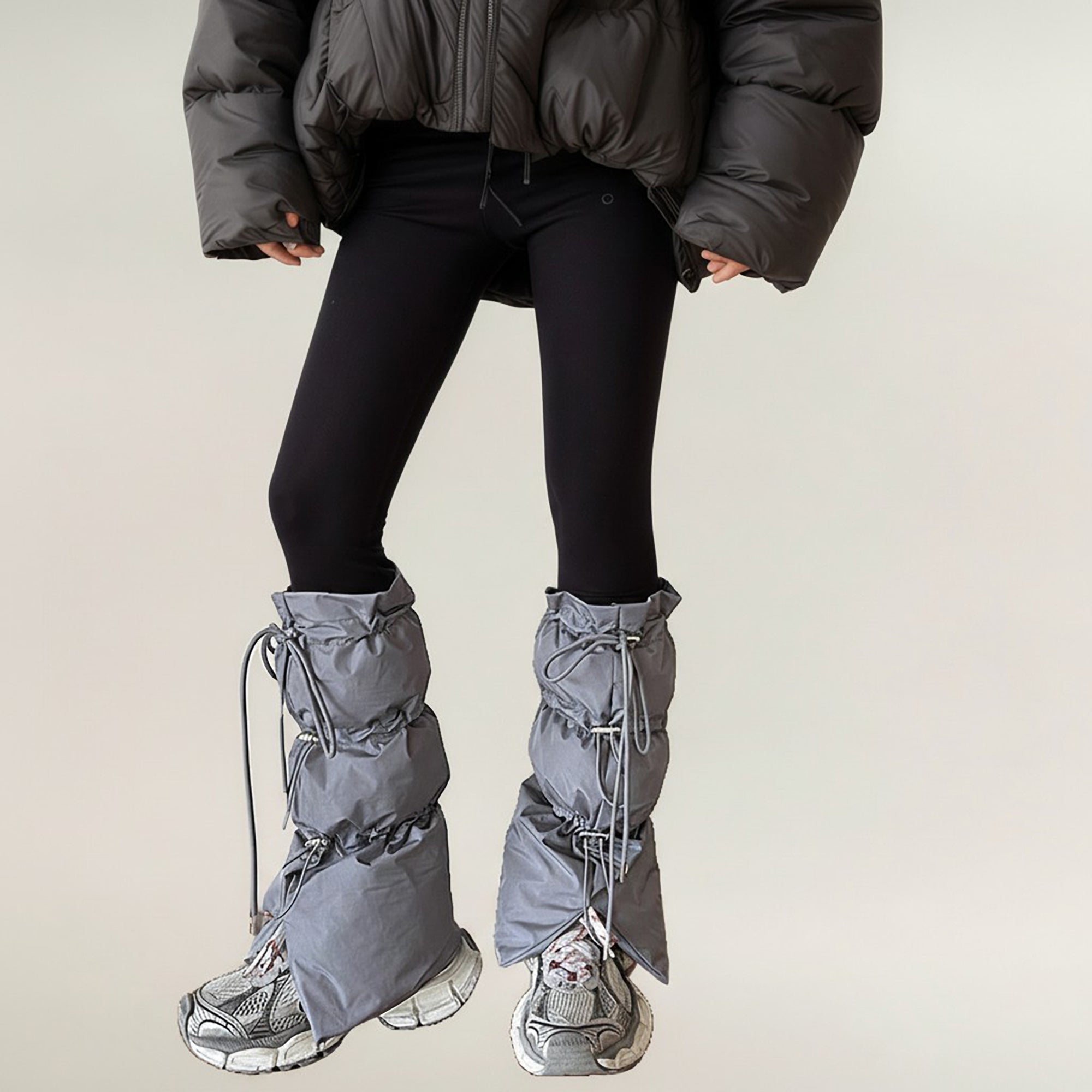 Anna-Kaci Women's Puffer Style Leg Warmers with Adjustable Drawstring Boot Cover Design