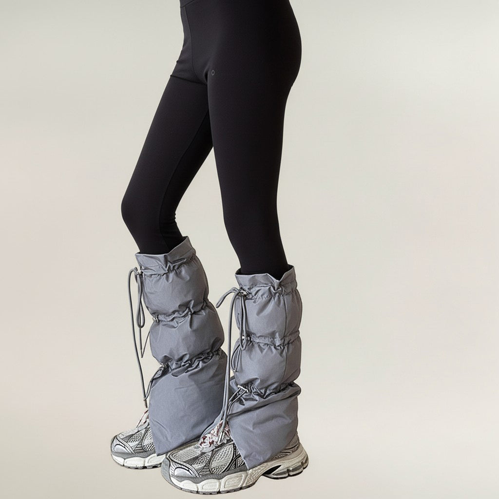 Anna-Kaci Women's Puffer Style Leg Warmers with Adjustable Drawstring Boot Cover Design