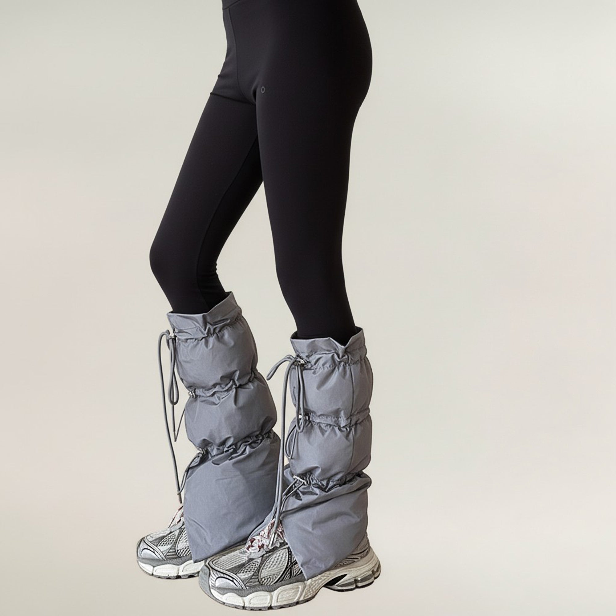 Anna-Kaci Women's Puffer Style Leg Warmers with Adjustable Drawstring Boot Cover Design