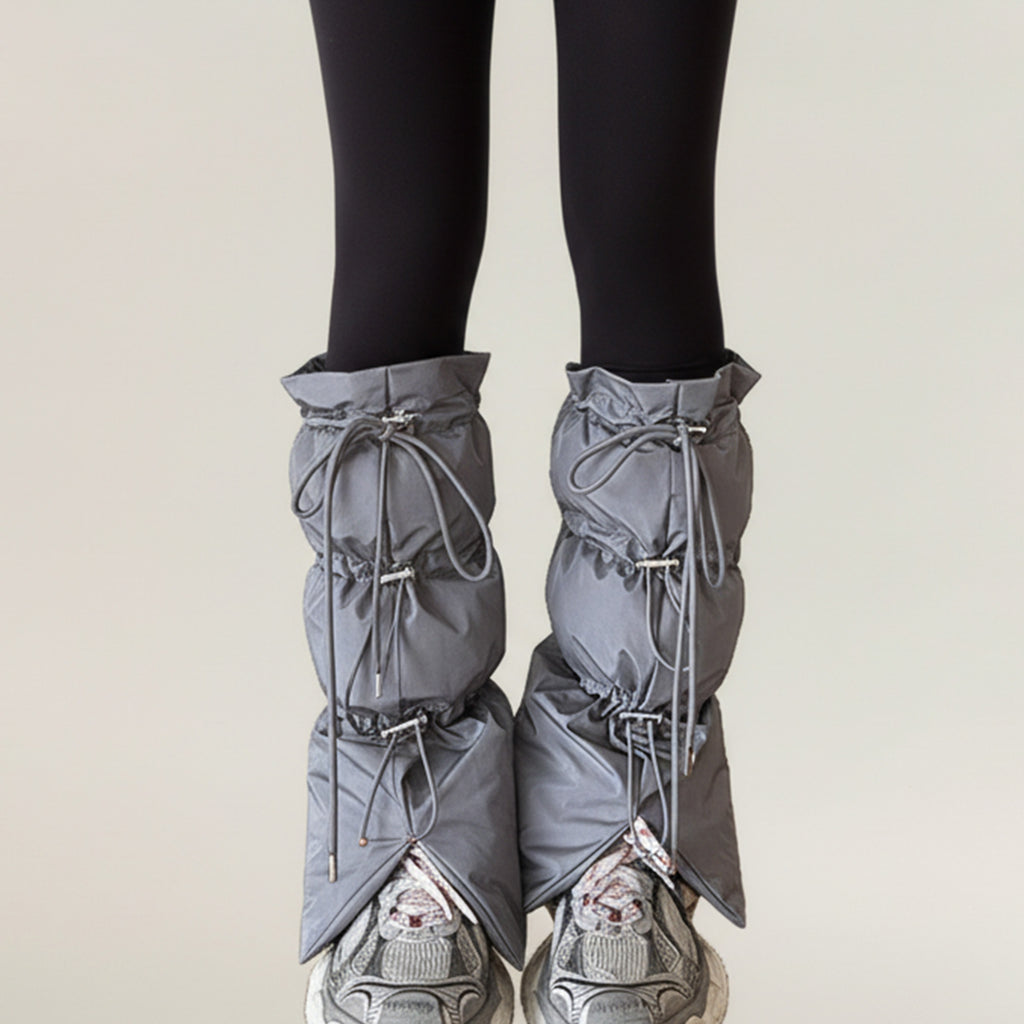 Anna-Kaci Women's Puffer Style Leg Warmers with Adjustable Drawstring Boot Cover Design