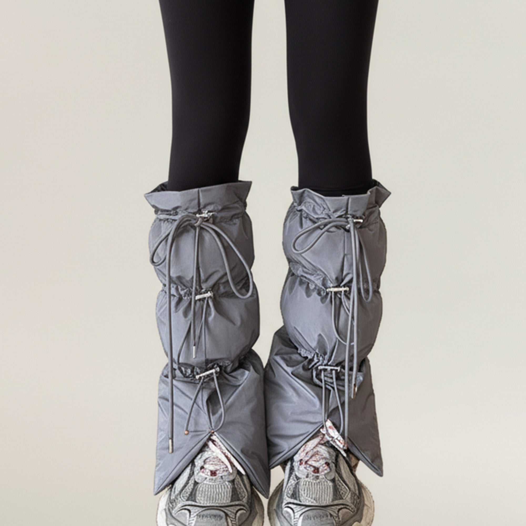 Anna-Kaci Women's Puffer Style Leg Warmers with Adjustable Drawstring Boot Cover Design