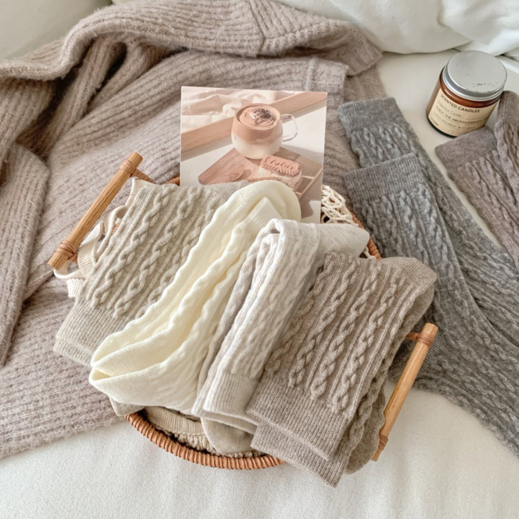 Anna-Kaci Women's 7-Pair Cable Knit Crew Socks Soft Stretch Ribbed Texture Cozy Everyday Socks Ideal for Gifting and Cold Weather Wear