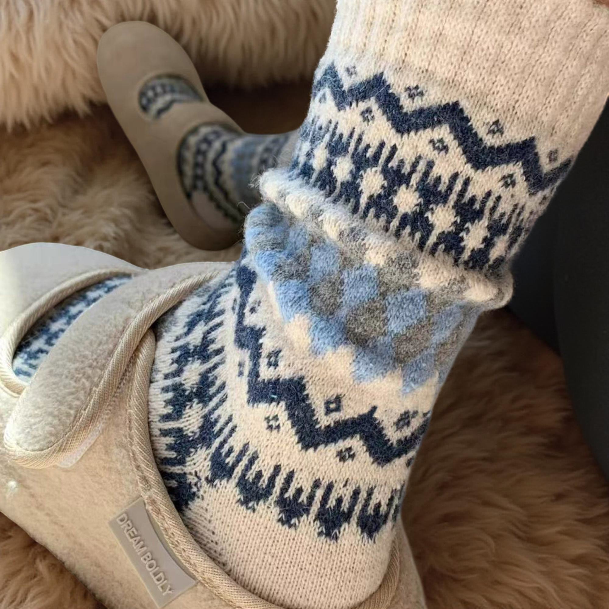 Anna-Kaci Women's 5-Pair Fair Isle Knit Crew Socks Soft Cozy Stretch Winter Patterned Socks for Everyday Wear and Gifting