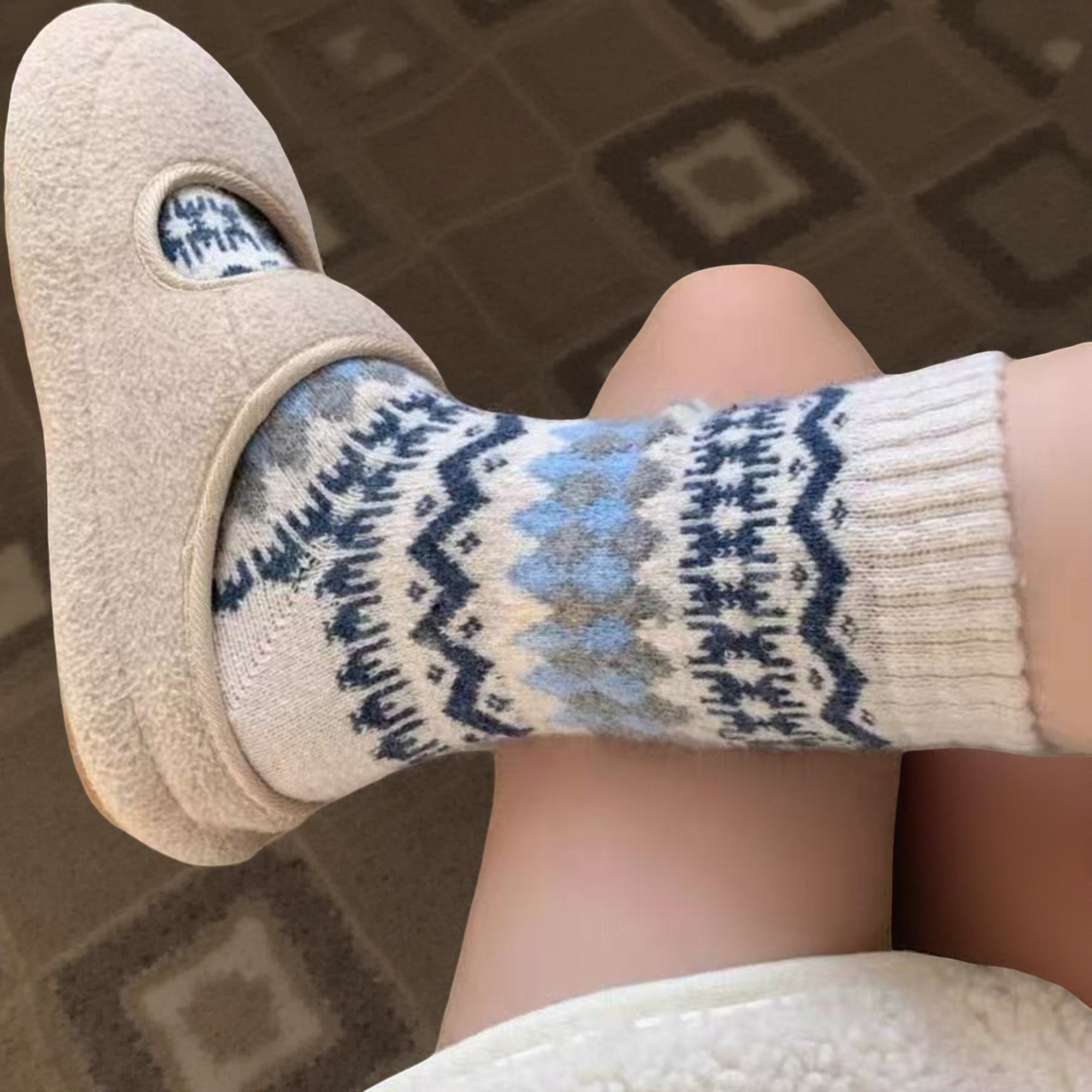 Anna-Kaci Women's 5-Pair Fair Isle Knit Crew Socks Soft Cozy Stretch Winter Patterned Socks for Everyday Wear and Gifting