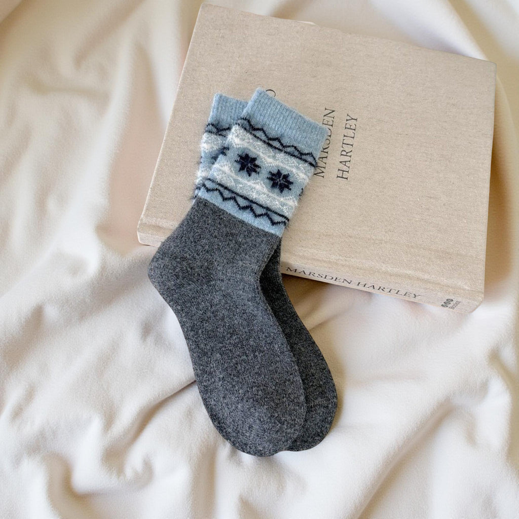 Anna-Kaci Women's Fair Isle Knit Crew Socks 6-Pair Set Soft Stretch Cozy Patterned Socks for Everyday Wear
