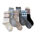 Anna-Kaci Women's Fair Isle Knit Crew Socks 6-Pair Set Soft Stretch Cozy Patterned Socks for Everyday Wear