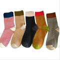 Anna-Kaci Women's 5-Pair Striped Knit Crew Socks Soft Stretch Ribbed Casual Everyday Sock Set