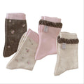 Anna-Kaci Women's 4-Pair Floral Knit Crew Socks Soft Stretch Ribbed Casual Everyday Sock Set