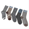 Anna-Kaci Women's 5-Pair Mixed Knit Crew Socks Ribbed Striped Dot Pattern Soft Stretch Everyday Set
