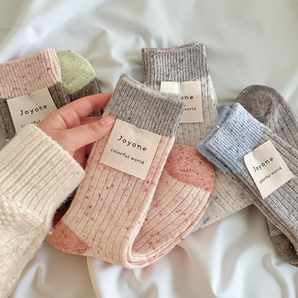 Anna-Kaci Women's 4-Pair Speckled Ribbed Knit Crew Socks Soft Stretch Casual Everyday Sock Set