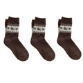 Anna-Kaci Women's 3-Pair Knit Crew Socks with Fair Isle Inspired Leaf and Geometric Pattern