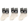 Anna-Kaci Women's 3-Pair Ribbed Knit Crew Socks with Dog Motif and Nordic Pattern