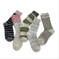 Anna-Kaci Women's 5-Pair Ribbed Crew Socks Set with Textured Stripe Pattern Soft Knit Fabric and Everyday Comfort Fit