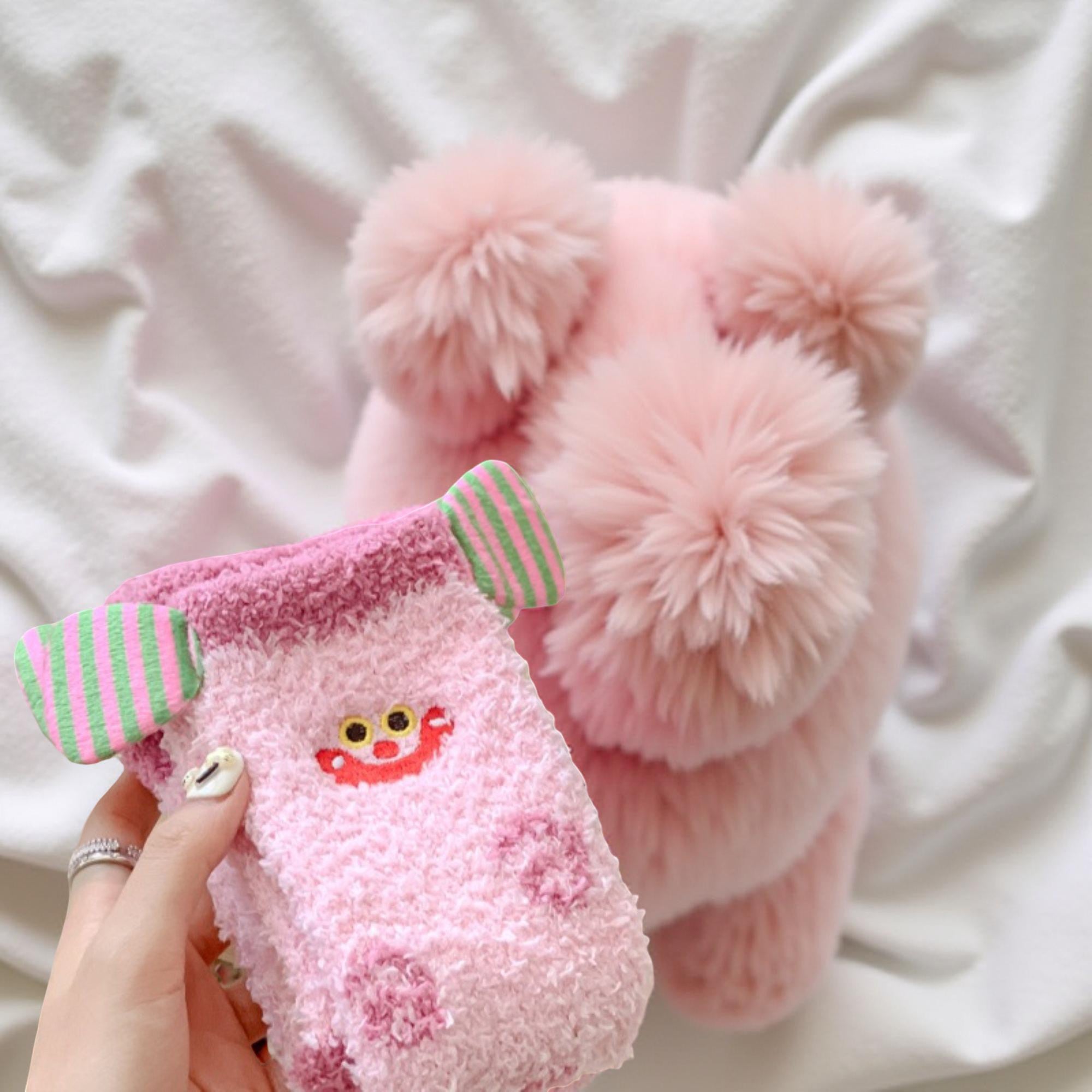 Anna-Kaci Women's 6-Pair Plush Crew Socks Set with Playful Character Designs Soft Fuzzy Texture and Cozy Comfort Fit
