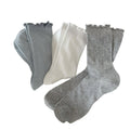 Anna-Kaci Women's 3-Pair Ribbed Crew Socks Set with Ruffle Cuff Detail Soft Knit Fabric and Comfortable Everyday Fit