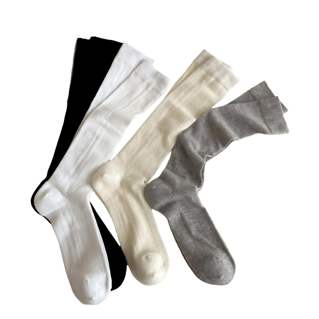 Anna-Kaci Women's 4-Pair Ribbed Crew Socks Set with Classic Knit Design Soft Stretch Fabric and Everyday Comfort Fit