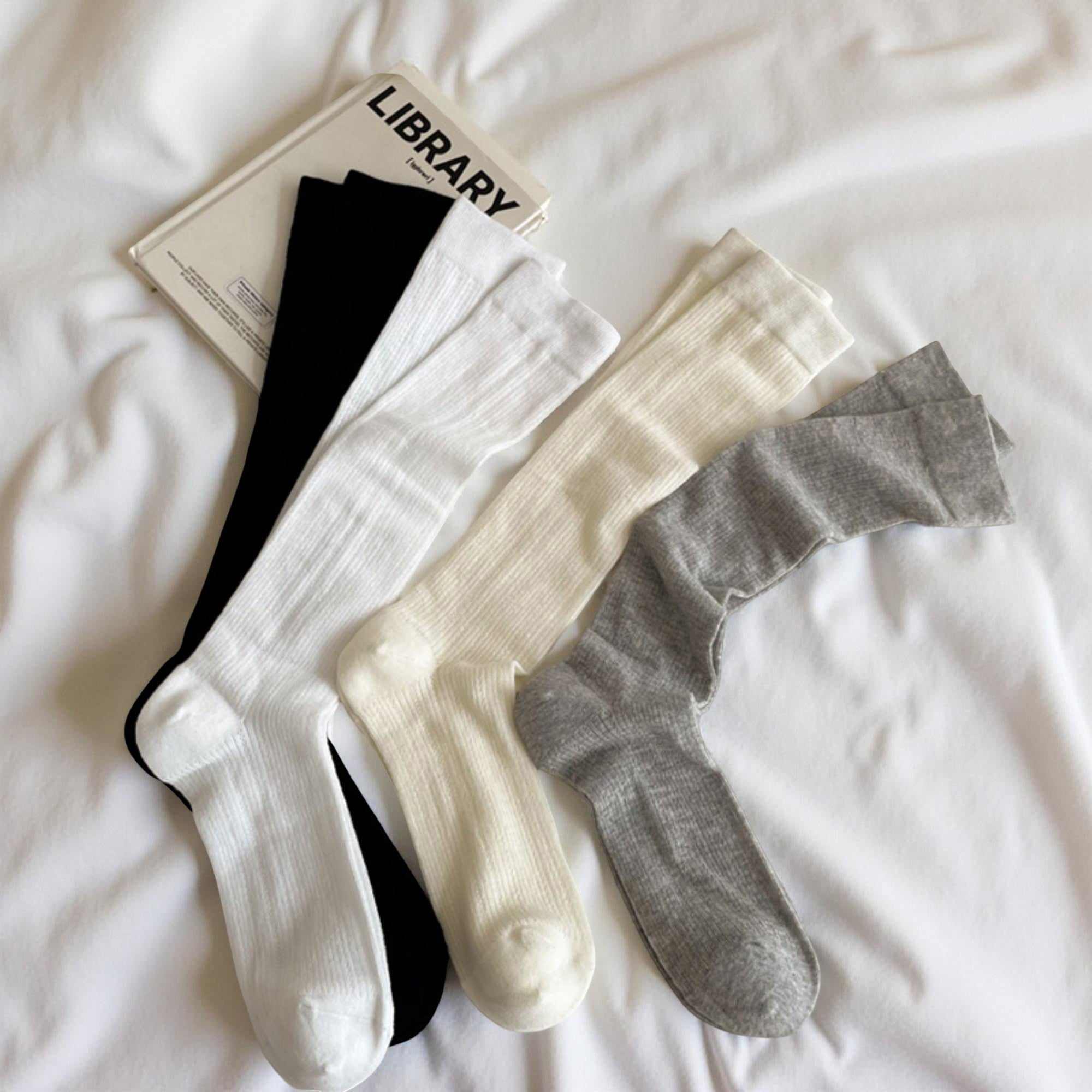 Anna-Kaci Women's 4-Pair Ribbed Crew Socks Set with Classic Knit Design Soft Stretch Fabric and Everyday Comfort Fit