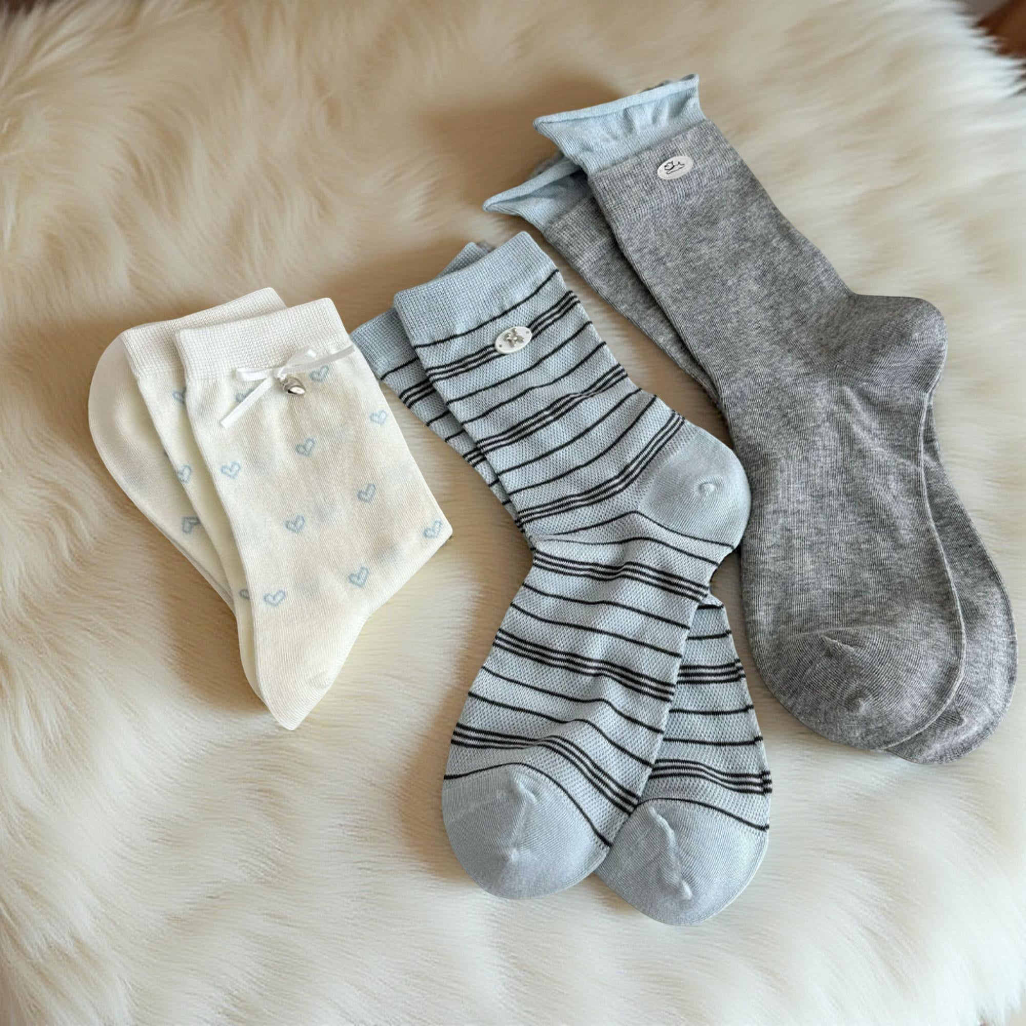 Anna-Kaci Women's 5-Pair Ribbed Crew Socks Set with Embroidered Details Bow Accents Soft Stretch Knit Giftable Basics