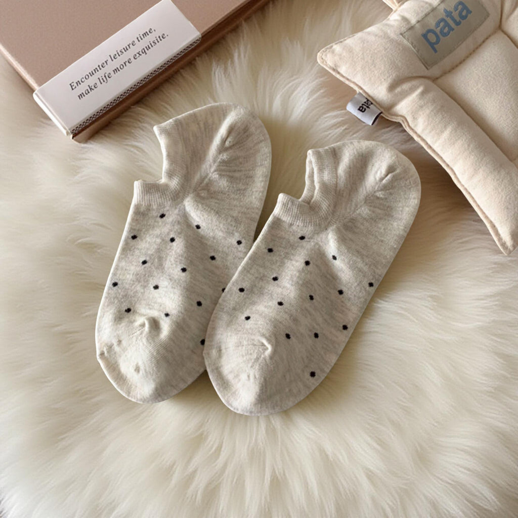 Anna-Kaci Women's 6-Pair Low Cut Ankle Socks Set with Polka Dot Pattern Soft Stretch Everyday Essentials
