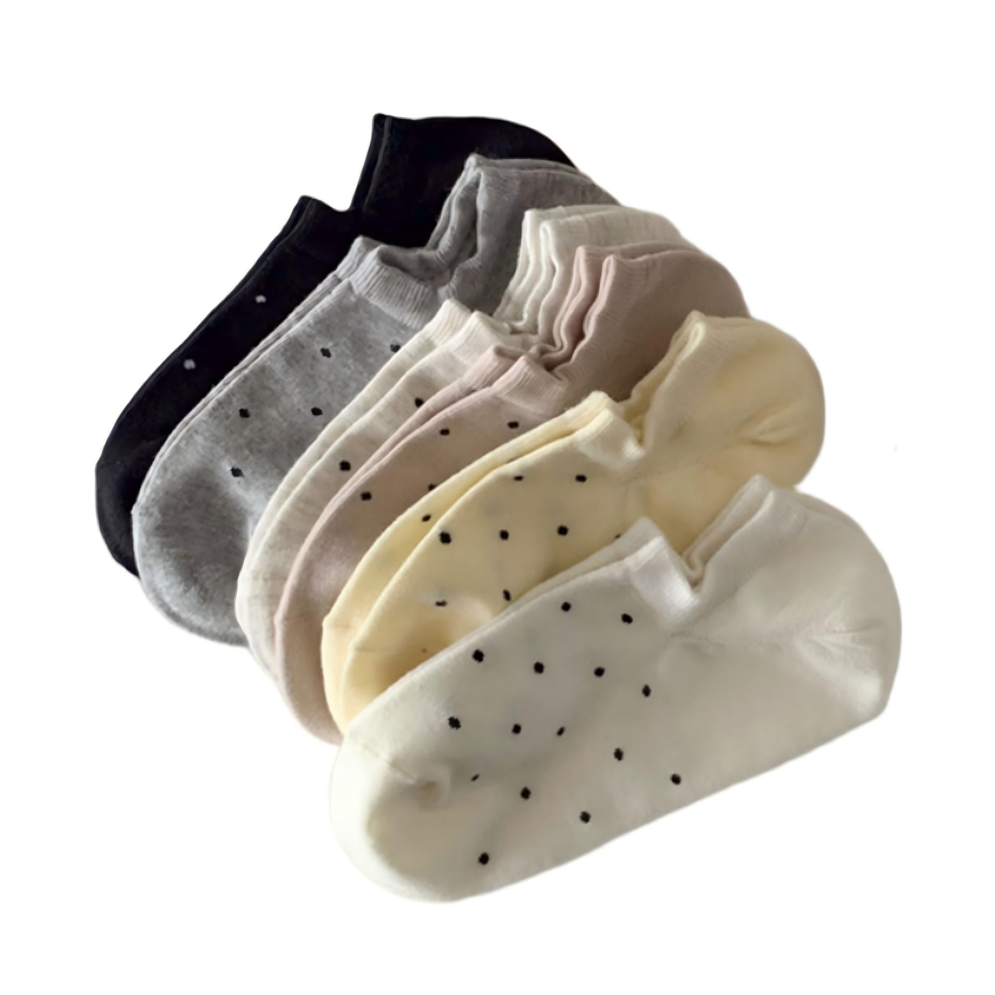Anna-Kaci Women's 6-Pair Low Cut Ankle Socks Set with Polka Dot Pattern Soft Stretch Everyday Essentials