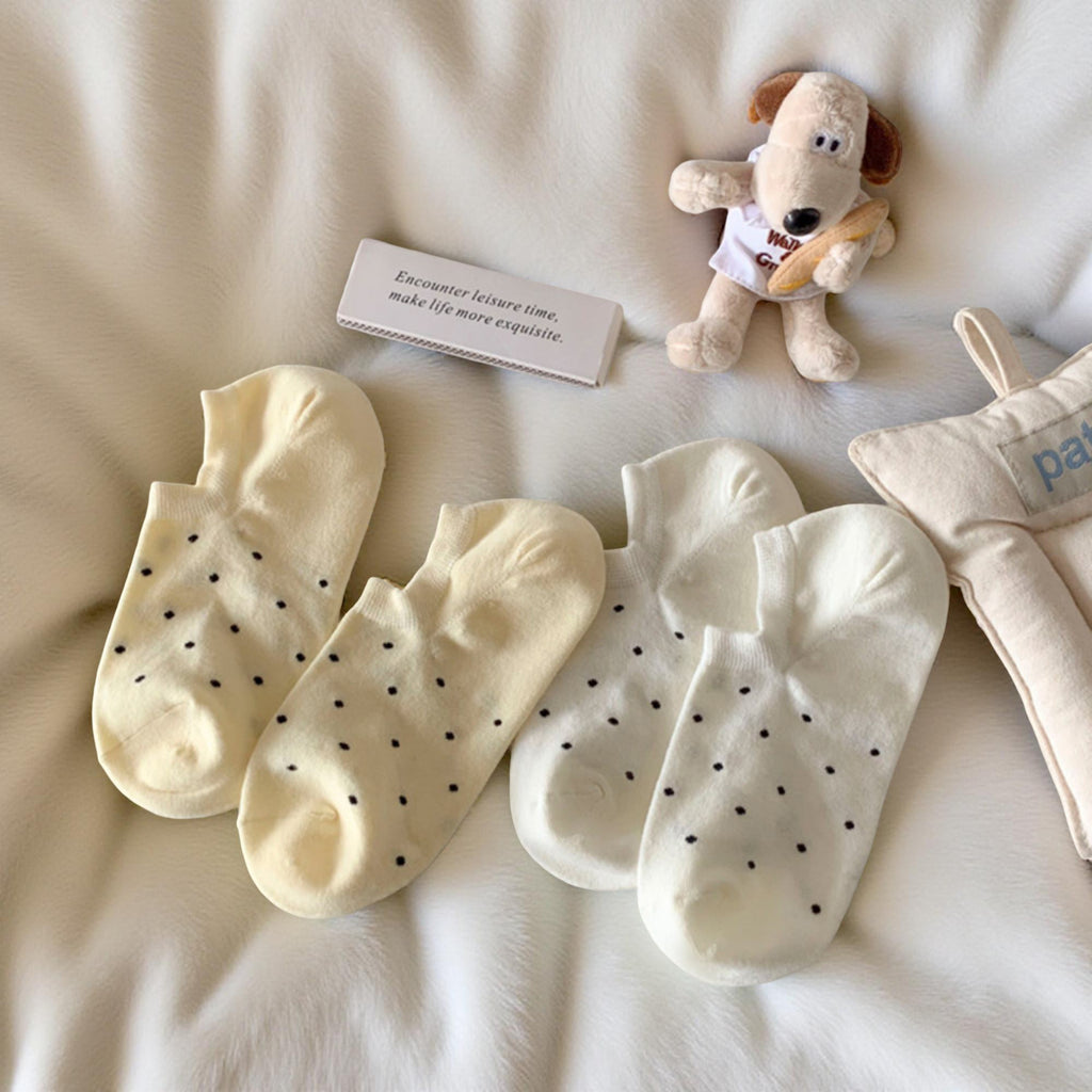 Anna-Kaci Women's 6-Pair Low Cut Ankle Socks Set with Polka Dot Pattern Soft Stretch Everyday Essentials