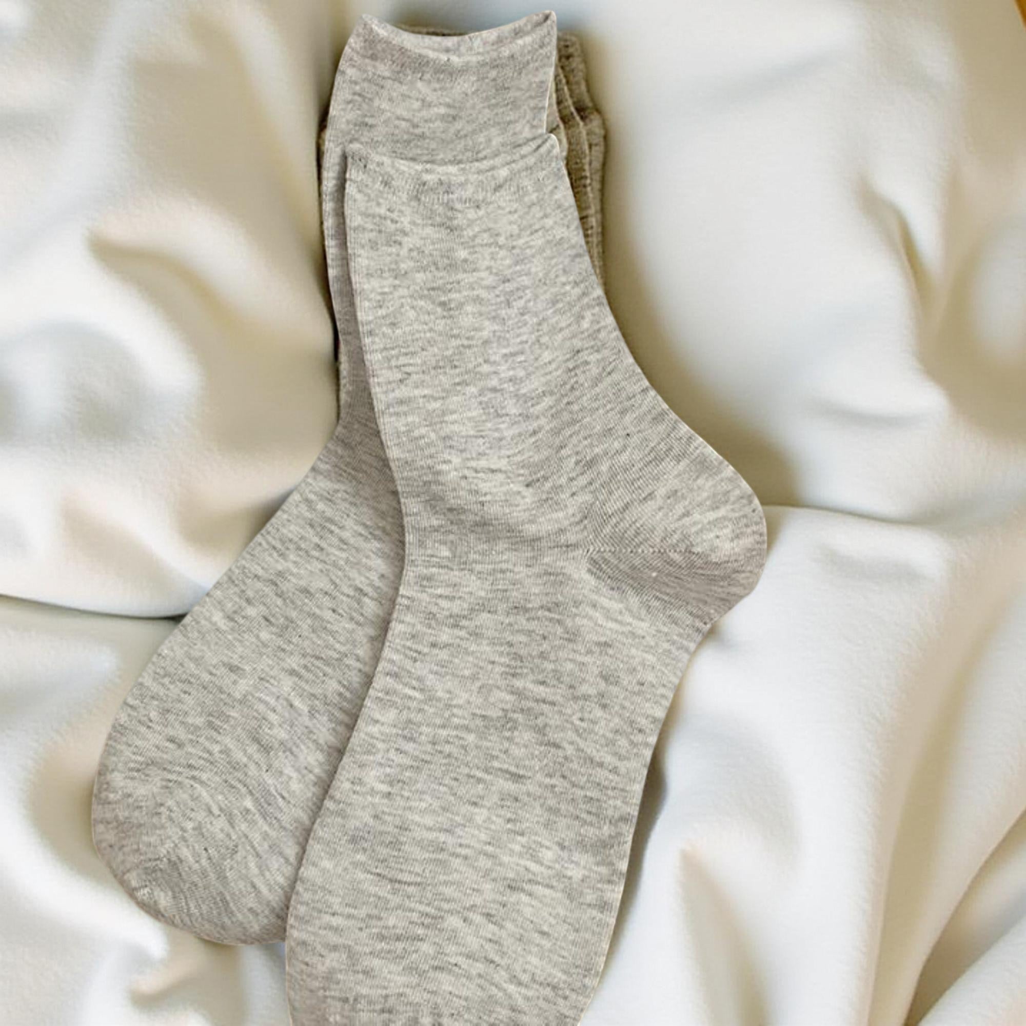 Anna-Kaci Women's 4-Pair Crew Socks Set Smooth Knit Stretch Fabric Lightweight Everyday Essentials