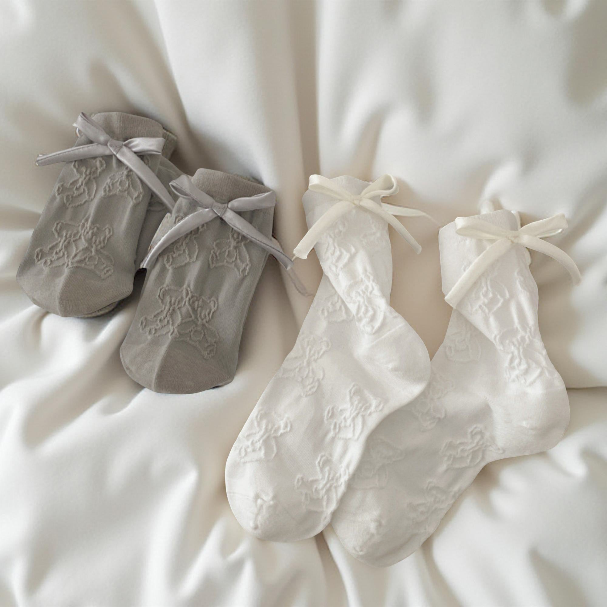 Anna-Kaci Women's 3-Pair Sheer Lace Crew Socks with Ribbon Bow Detail Elegant Lightweight Dress Socks