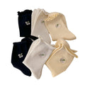 Anna-Kaci Women's 6-Pair Ribbed Crew Socks with Floral Embroidery and Ruffled Cuff Soft Everyday Socks