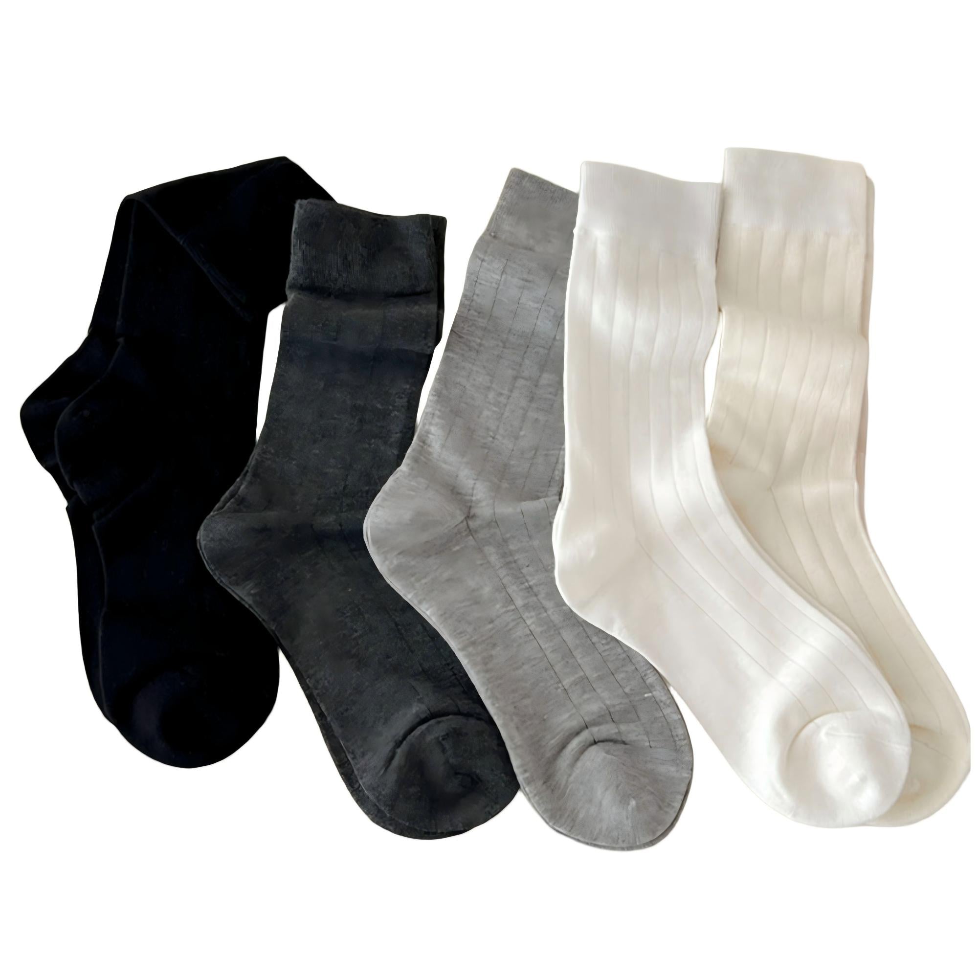 Anna-Kaci Women's 5-Pair Ribbed Crew Socks Soft Stretch Classic Everyday Comfort Socks