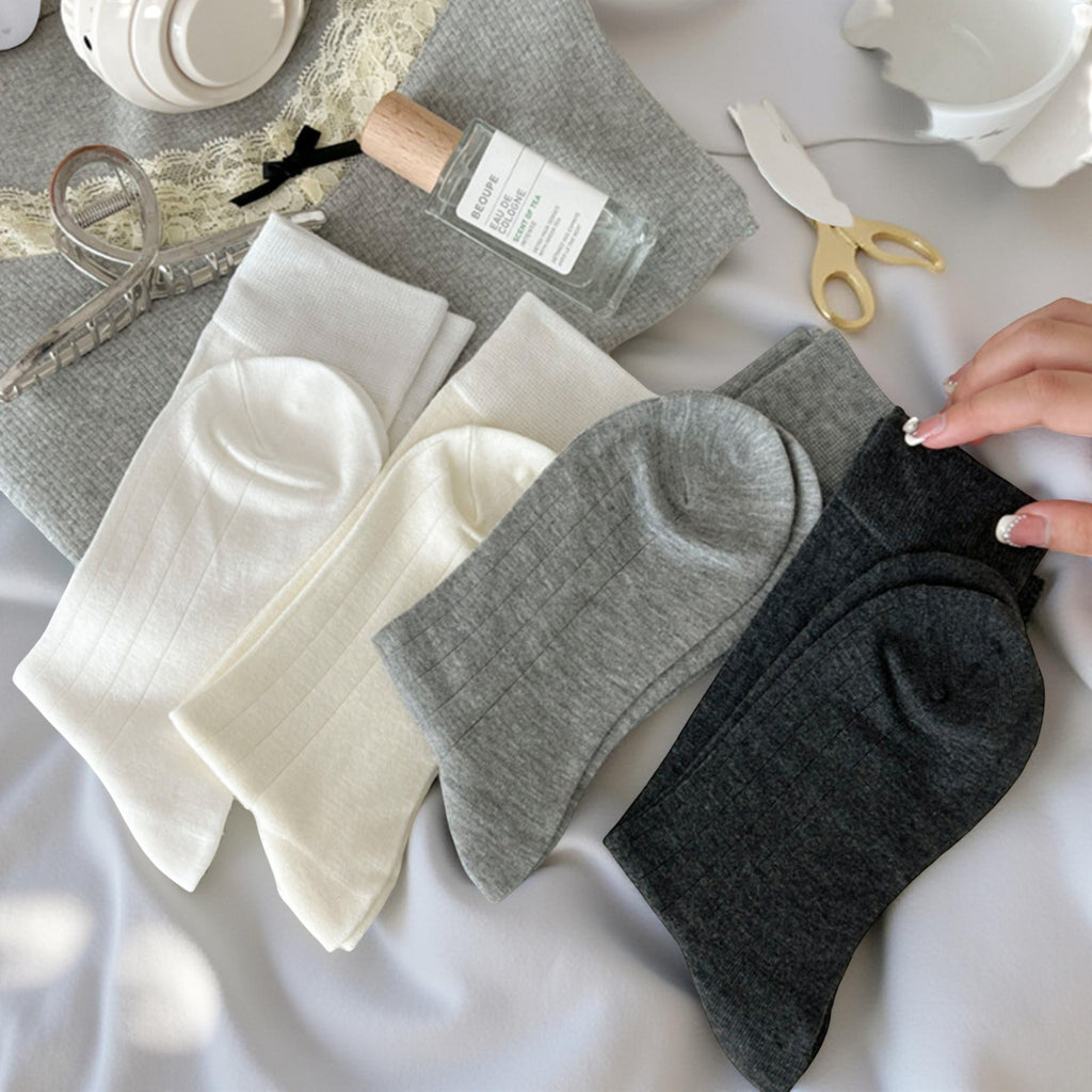 Anna-Kaci Women's 5-Pair Ribbed Crew Socks Soft Stretch Classic Everyday Comfort Socks