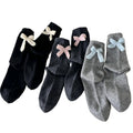 Anna-Kaci Women's 3-Pair Soft Knit Crew Socks with Contrast Bow Detail Comfortable Stretch Fit