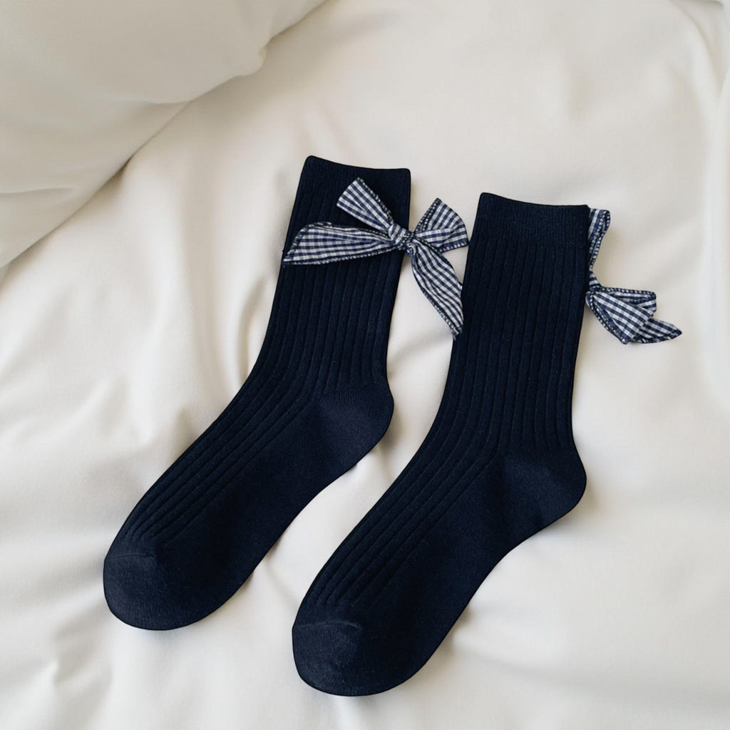 Anna-Kaci Women's 3-Pair Ribbed Crew Socks Set with Ruffle Trim Bow Accent Soft Stretch Fabric and Classic Everyday Fit