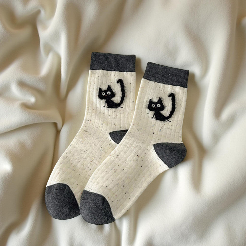 Anna-Kaci Women's 3-Pair Ribbed Crew Socks Set with Playful Animal Motifs Soft Stretch Fabric Everyday Fashion Socks