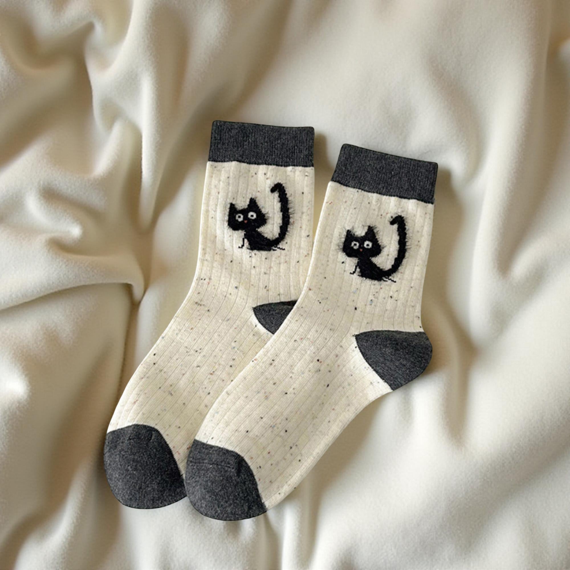 Anna-Kaci Women's 3-Pair Ribbed Crew Socks Set with Playful Animal Motifs Soft Stretch Fabric Everyday Fashion Socks