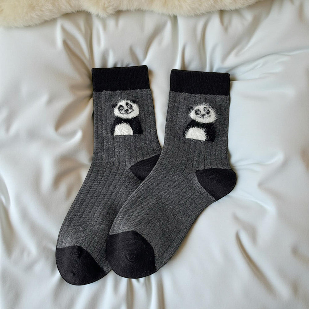 Anna-Kaci Women's 3-Pair Ribbed Crew Socks Set with Playful Animal Motifs Soft Stretch Fabric Everyday Fashion Socks