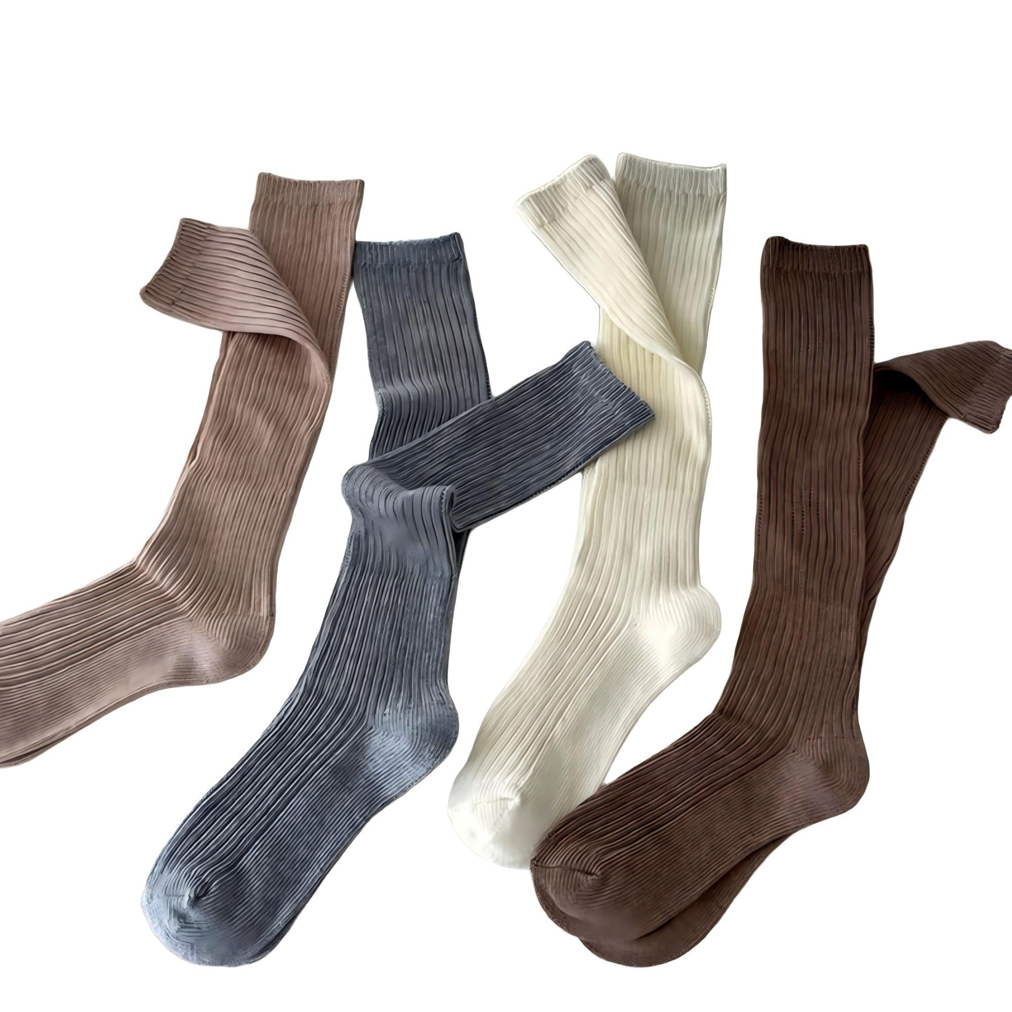 Anna-Kaci Women's Ribbed Knee-High Socks 4 or 6 Pair Soft Stretch Knit Classic Tall Length Everyday Style